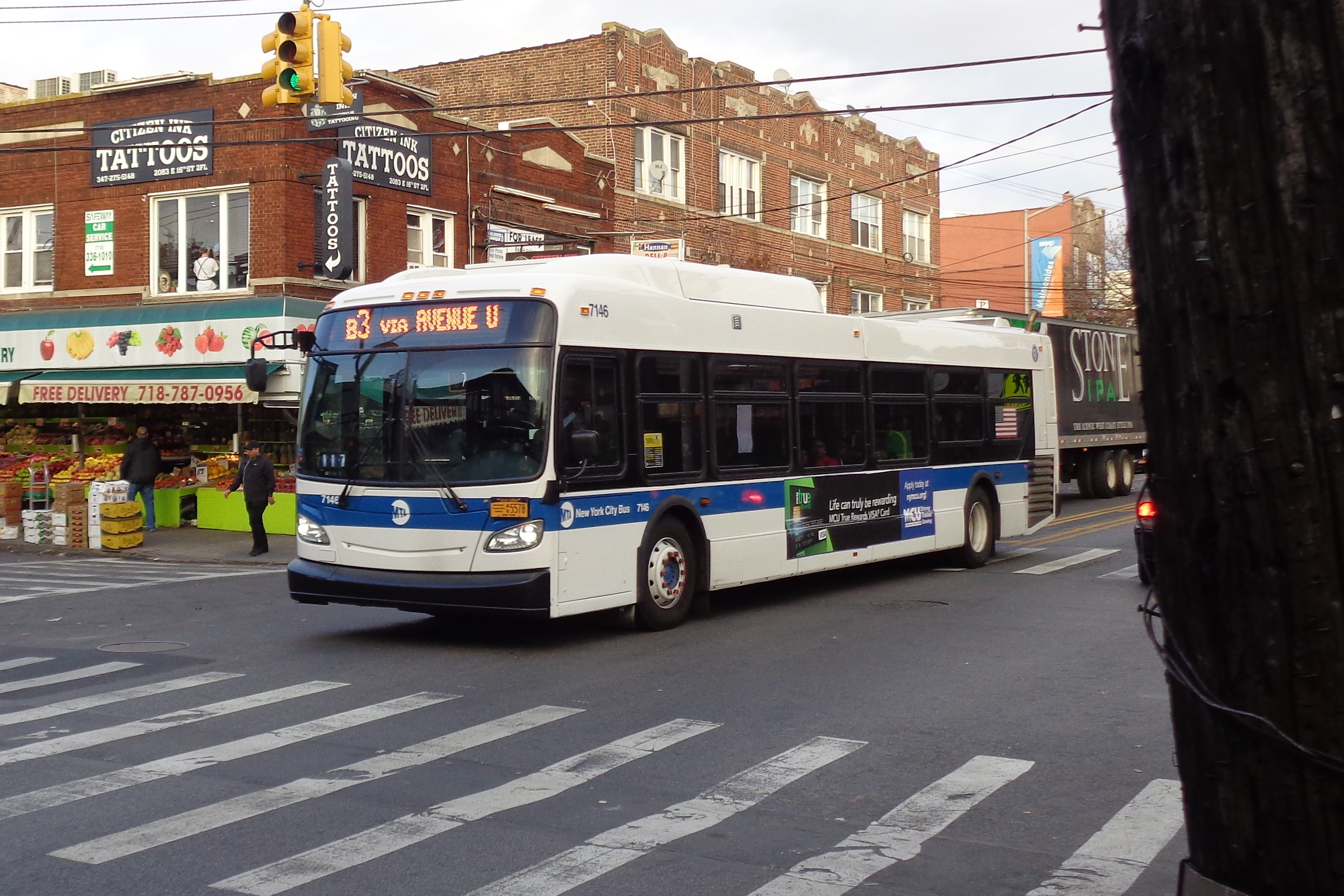 Avenue U bus and street view, Brooklyn
