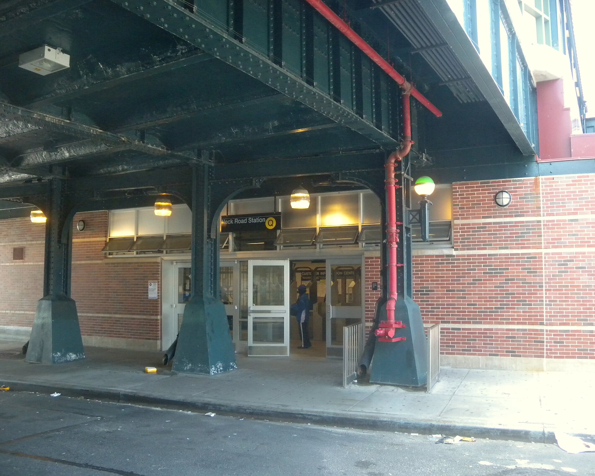 Neck Road BMT station entrance — underneath the elevated tracks, Brooklyn, circa 1997